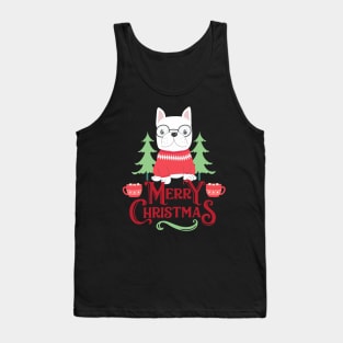 Cute French Bulldog And Christmas Tree Tank Top